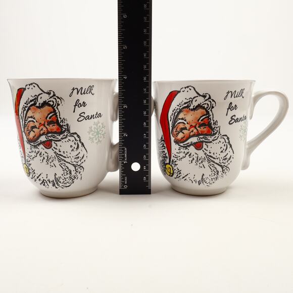 Pair of Coffee Mugs Cracker Barrel Milk For Santa Merry Christmas Snowflakes - Picture 9 of 9